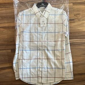 Men's Cream Plaid Shirt by [Brand]